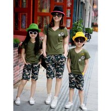 2016 Vestido Family Matching Outfits US Army Print T-shirt Cotton Short Sleeve For Men Women Kids Tee