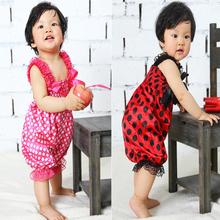 Cute Dot New Baby Girls Ruffle Rompers Newborn Infants One-Piece Baby Romper Bowknot Strap 0-2 Years