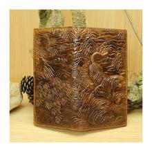 New High Quality Vintage 3D Tiger Prints 100 Genuine Leather Cowhide Men Long Bifold Wallet Card