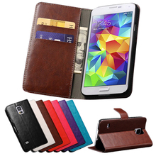 Vintage Wallet PU Leather Case for Samsung Galaxy S5 I9600 with Stand Phone Bag Luxury Flip Cover Durabla Classic  Brown White