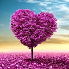 Heart Tree Diy 5D round Drill Diamond Painting Cross Stitch Pasted Painting Purple,Diamond Embroidery