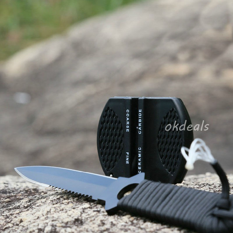 New Mini Ceramic Rod Tungsten Steel Camp Pocket Kitchen Knife Sharpener Tool Free Shipping