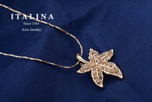 Italina Rigant Pendant Necklace Rose White Gold Plated Austrian Crystal Toronto Maple Leaf Necklace Jewelry