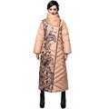 Star Design X long Winter Down Coat 2016 Woman Fashion Turtleneck Slim Print Down Jacket Thicken