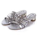 2016 Summer New Silver Diamond Roman Women Shoes Sheepskin Slipper Rhinestone Sandals High Quality