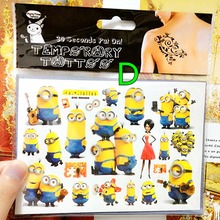 Minions Buddy Child Favourites Temporary Body Art Flash Tattoo Stickers, 17*10cm Waterproof Henna Tatoo Home Decor Wall Sticker