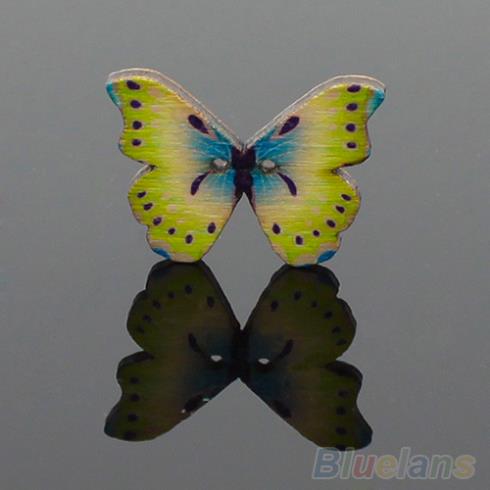 50pcs 2 Holes Mixed Butterfly Wooden Buttons Sewing Scrapbooking DIY 1QA2 483E