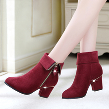 Hot Women Boots High Heels Warm Winter Boots For Women Ankle Boots Red Ladies Botas Femininas
