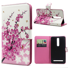 Pink Plum Leather Credit Card Wallet Flip Cover Case For Asus Zenfone 2 ZE551ML ZE550ML 5