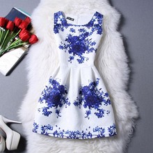 Hot Sale 2016 Summer Style Girls Tutu Dresses Floral Print Sleeveless Pawl Formal Party Patrol Dress Star reine des neiges Wars