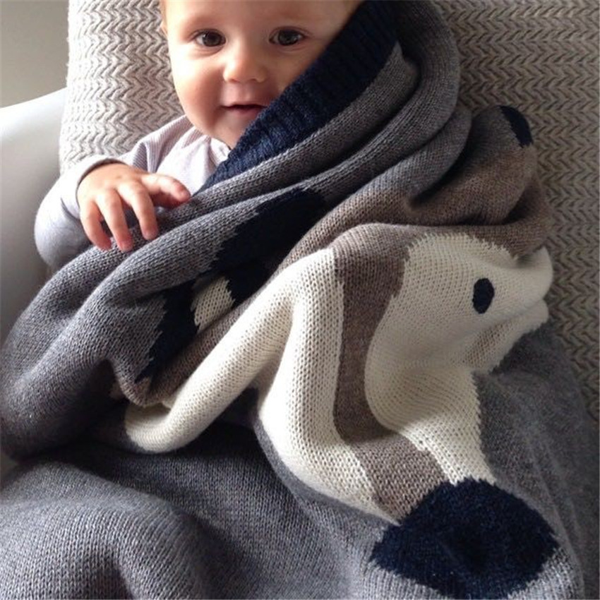 KIKIKIDS Fox pattern animal knitted baby blanket1