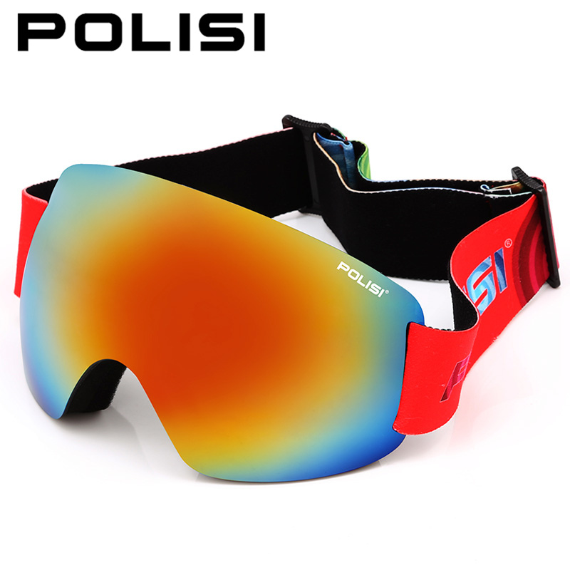 POLIS Professional Ski Glasses Double Layer Lens Snow Goggles UV Protection Anti-Fog Snowboard Skiing Eyewear, Multicolour Lens