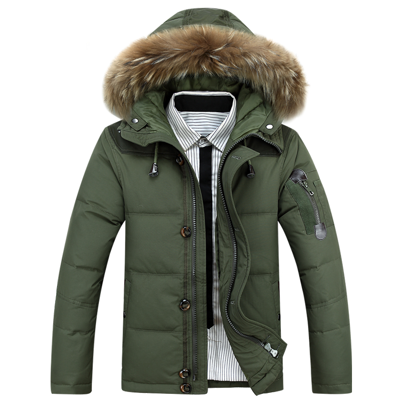2015 New Winter Men s down jacket fur collar casual winter proof wool down jacket men