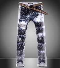 2015 Hot sale Designer brand Slim Fit Printed Star Mens Jeans For men s Pants Denim