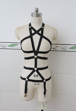 Free Shipping / New Sexy ladies black cocktail / party / club clothes / body harness with slavery bondage fetish / Dress 00229