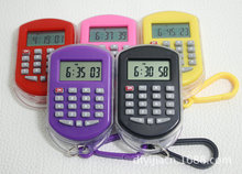 Niños estudiante lindo Mini calculadora llavero reloj encantador de los colgantes pequeños útiles escolares pequeño regalo temporizador