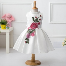 2016 Baby Girl Princess Dress Kids Appliques Formal Floral Ball Gown Dresses Weeding Party Summer