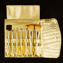 Promotions 7Pcs Professional Makeup Brush 7 pcs Cosmetic Brushes with Gold Leather Case Dropshipping Free Shipping