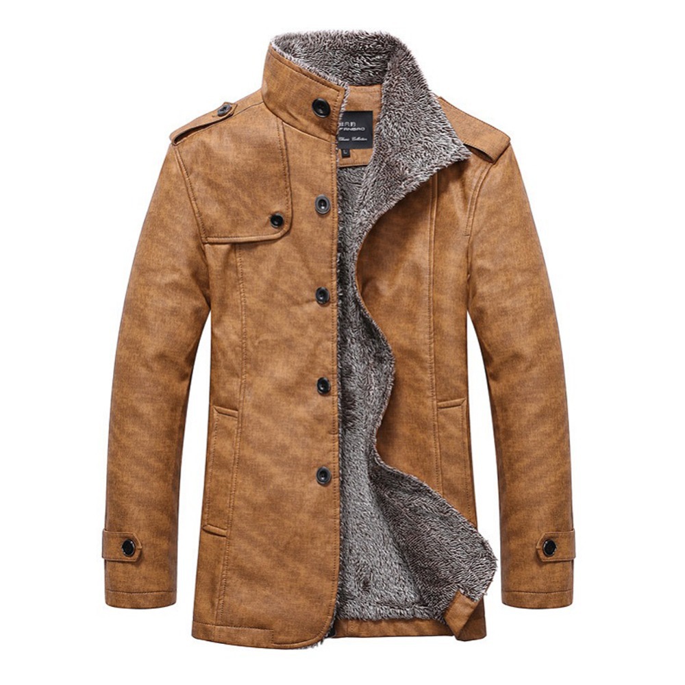 Hot Sale High Quality Winter Men Leather Jacket Man Waterproof Parka Slim Long Jackets Mens ...