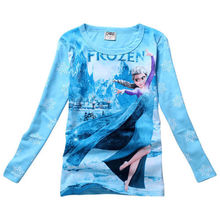 Queen Elsa Anna Kids Girls Long Slevee T Shirt Cotton Tops