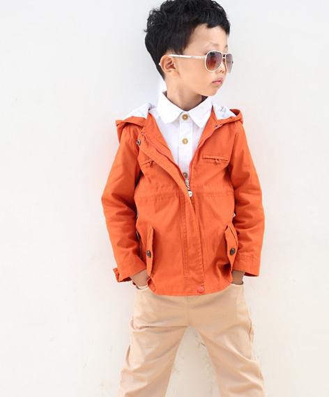 New baby boy jacket khaki orange cotton long sleeve hooded jacket kids boys jacket autumn children casual jackets 5pcs/lot