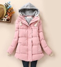 Winter 2016 big yards Slim hooded down jacket for woman slim long thick cotton wadded parka female warm padded overcoats