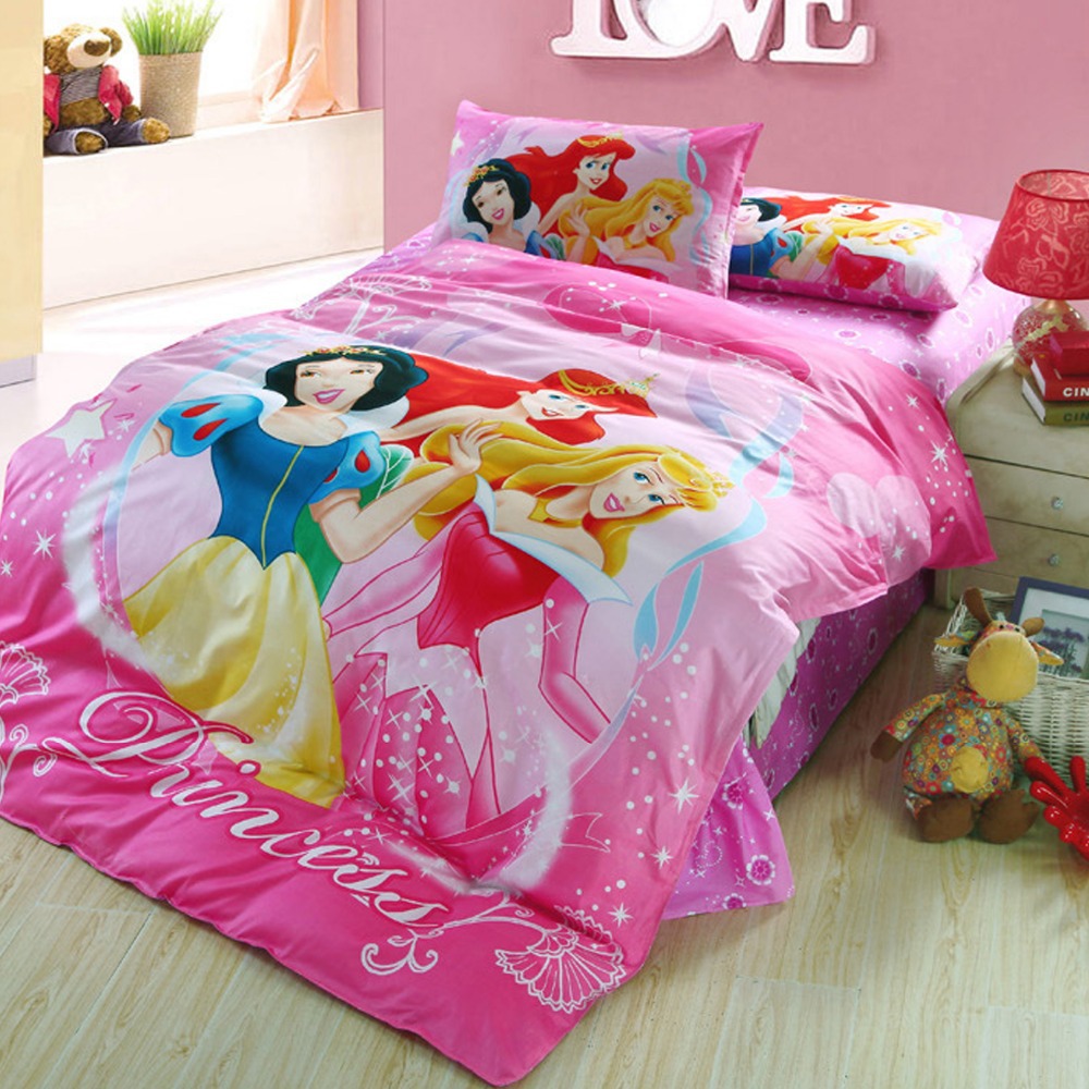 Baby Girls Cartoon Princess Bedding Set Children's Comfortable Bedroom ...