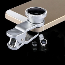 Fisheye macro wide angle 3 in 1 universal clip phone glass + metal camera lenses