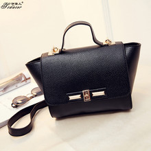 2015Fashion Genuine PU Leather Bag Designer Handbags High Quality Hot Sales Minion Tote Bag Famous Sac
