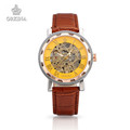 Orkina Luxury Brand Skeleton Mechanical Watch Men Women Business Wristwatches Chocolate Leather Watches For Men Women