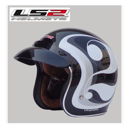 Free shipping Genuine LS2 OF583 motorcycle half helmet Harley helmet LS2 helmet seasons removable lining /Black Double Happiness