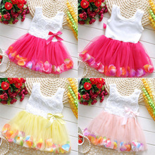 New Girl Dress Cute Sleeveless Vest Princess Lace Bow Flower Dresses Baby Flower Girl Dresses For Wedding Clothing VB290 P65