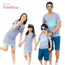 Family Matching Outfits Summer Father and Son T Shirt Clothes Family Look 2016 Mother Daughter Dresses moeder en dochter kleding