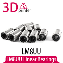12 Pcs LM8UU Linear Bearings for 3D Printer Ball Bushing Linear Motion 8mm x 15mm x 24mm Double Sealed for Prusa Mendel, reprap