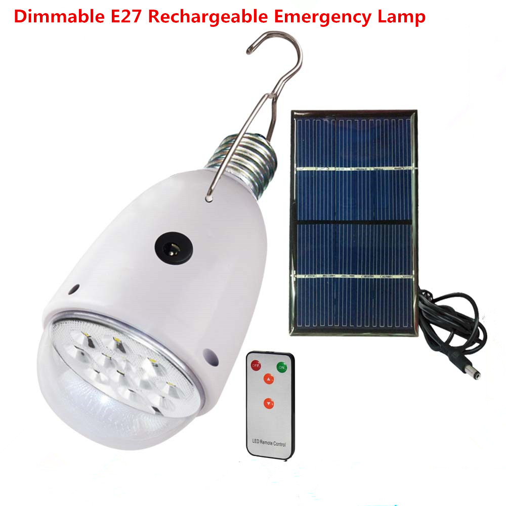 Rechargebal indoor lighting Dimmable E27 led solar lamp with remote control AC90~260V/DC6V outdoor lighting solar caping light Rechargebal indoor lighting Dimmable E27 led solar lamp with remote control AC90~260V/DC6V outdoor lighting solar caping light