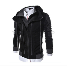 Men Hot Sale Autumn Fake Two Layer Zipper Hoodies and Sweatshirt Color Contrast Men Hoody Jacket Sudaderas Hombre 4 Colors