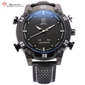 Kitefin Shark Sport Watch Black White Stainless Steel Auto Date Alarm Leather Band Quartz Male Clock