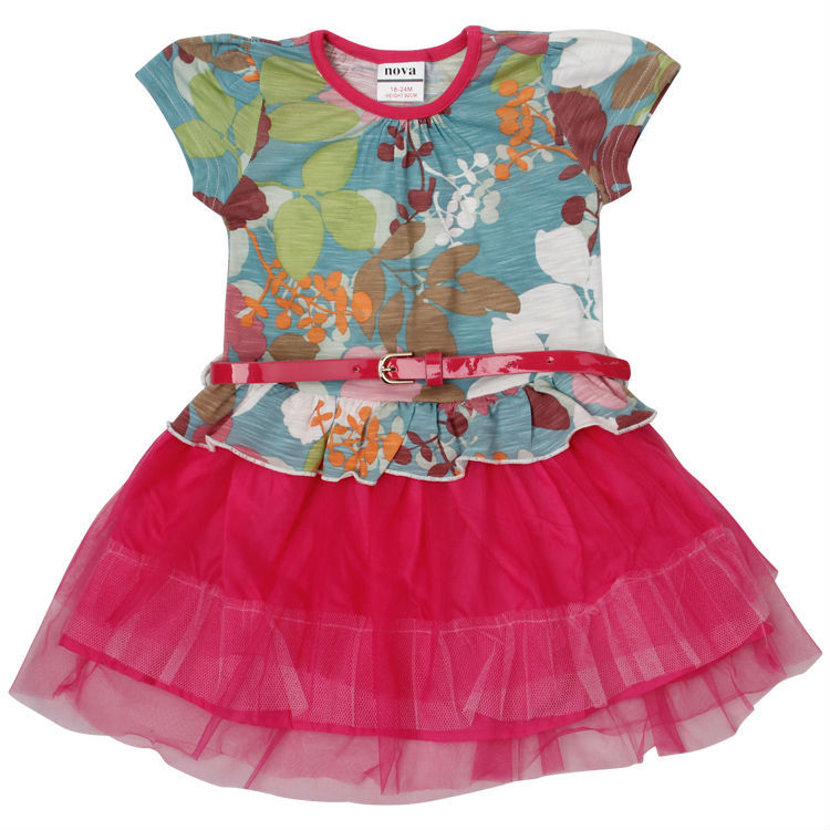 children cloth new 2014 girl print flower dress brand of nova kids girl tutu dress baby & kids dress baby casual clothing H4841