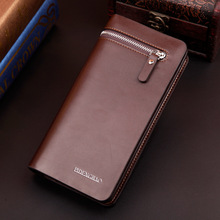 New Arrival Business PU Leather Men Wallets Long Desinger High Quality Zipper Bag Phone Wallets Hand