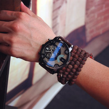 Fashion JIS High Quality Blue Ray Black Brown Leather Band Steel Shell Men Male Quartz Watch