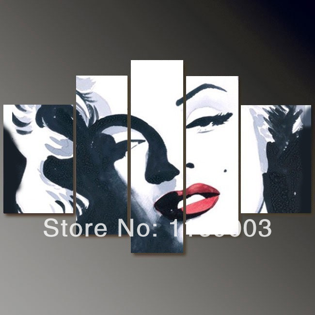 5 piece modern canvas wall art black white marilyn monroe Abstract picture oil painting on canvas for living room home deco