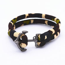New arrival men and women fashion anchor bracelet &bangles camouflage pattern summer accessories leather bracelet 6 colors
