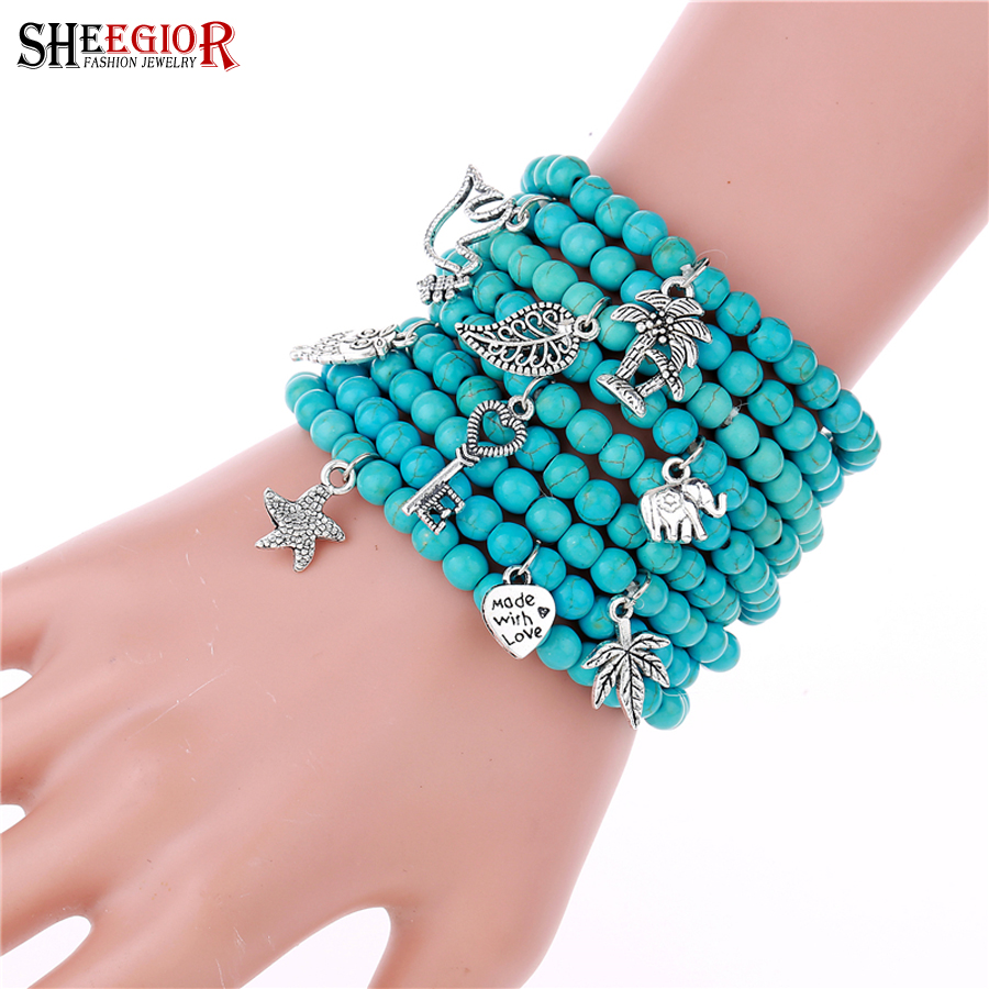Buy Lovely turquoise bracelets for women 13 styles