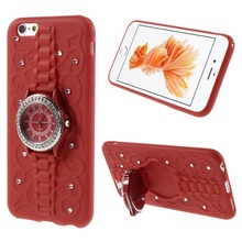 for iPhone 6s 4.7-inch TPU Cases Real Diamante Quartz Watch TPU Phone Case for iPhone 6s 6 4.7 inch