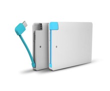 Free shipping White Super Slim Pocket Power Bank with Fast-Charge 3000MAH Credit Card Size