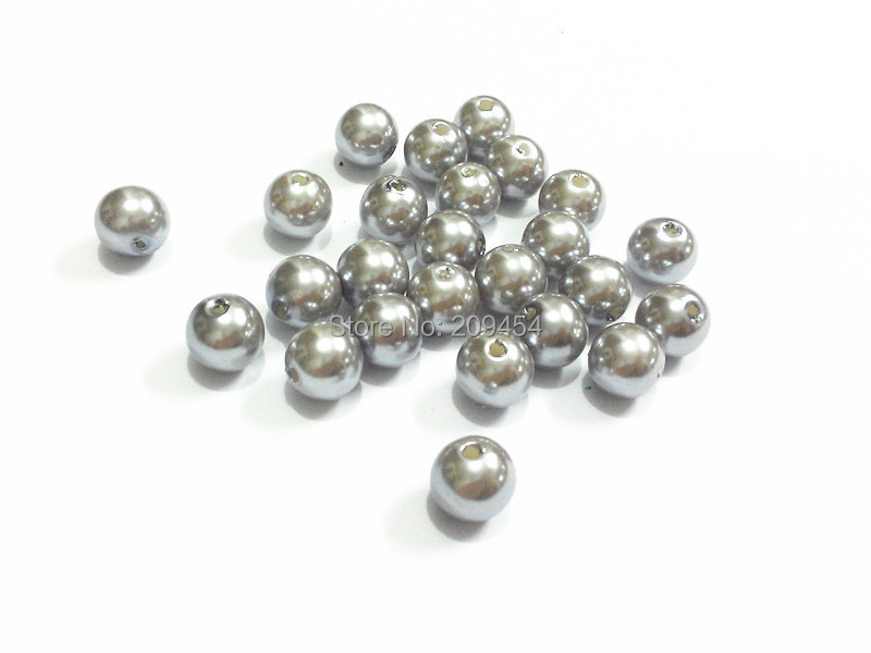 60pcs Pearl Beads 14mm Navy Blue Imitation Polished Acrylic Round Pearl Spacer