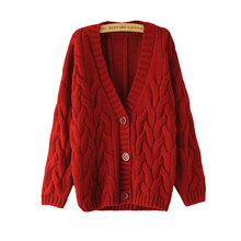Ladies Solid Color Thick Sweater Coat 2015 Autumn New Korean Women Jumpers Preppy Loose Knit Cardigan Feminino YB669