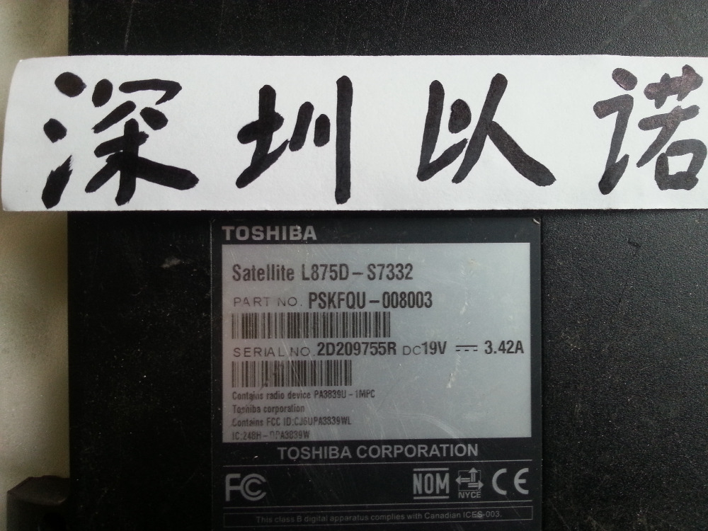 Фотография For original Toshiba Satellite  L875D AMD  H000043850 17.3"LED 100%Tested  60days warranty