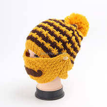 Winter Brand New Cool Gorro Invierno Beard Knitted Hat With Mouth Mask for Women Men Knit Earflap Beanie Cap