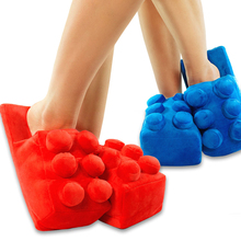 Building Brick Slippers creative Lego modeling warm slippers winter cotton trailer home